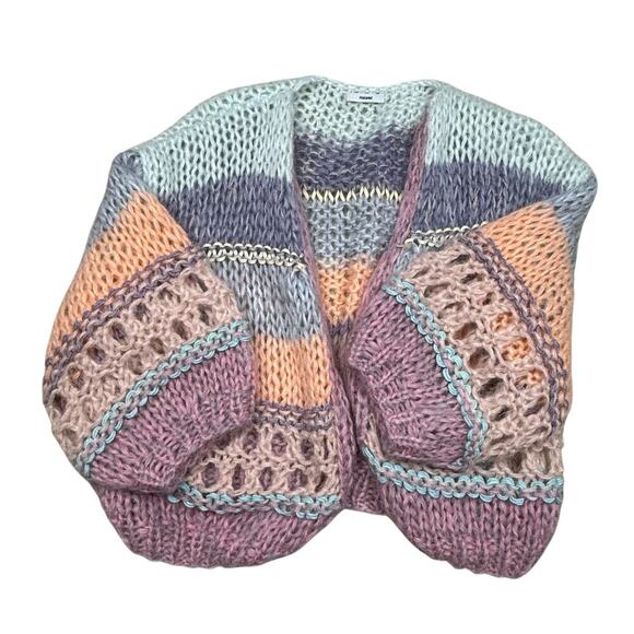 MAIAMI Mohair Stripes Galore Bomber Cardigan Pink Melange XS - Picture 3 of 11